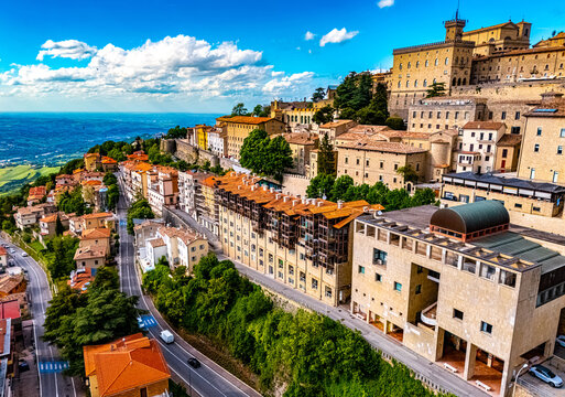 View of San Marino, a microstate on the Italian Peninsula