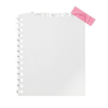 Blank spiral-bound notebook page with pink sticky note corner