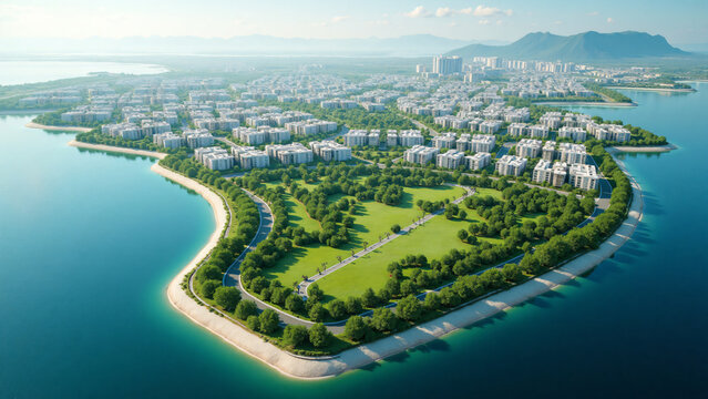 Urban Green Buffer Zone Climate Adaptation Coastal City