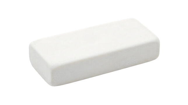 white rectangular rubber eraser for school stationery drawing sketching drafting office work pencil correction and professional graphic design applications