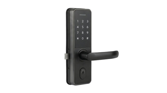 modern electronic smart door lock with keypad access and handle for residential security hotel entry office access control and keyless home protection