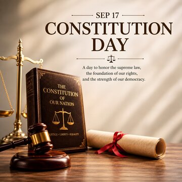 Constitution day celebration with law symbols
