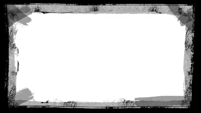 Grunge film frame border animation video overlay with transparent background for vintage and cinematic effects