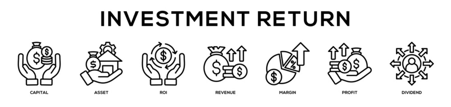 Investment Return web banner icon illustration concept