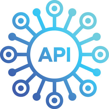 API technology icon, modern application programming interface symbol for software development, integration, connectivity, networking and digital services