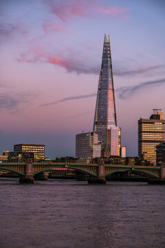 Evening twilight clip of London skyline with Shard