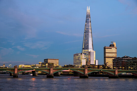 Blue hour twilight image of London skyline
