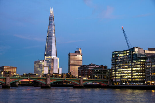 Blue hour twilight image of London skyline