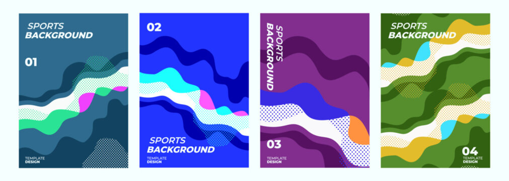 Abstract colorful fluid gradient vertical brochure cover set