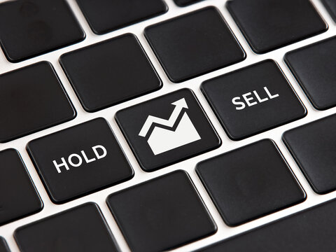 Stock market investment choices, hold or sell concept
