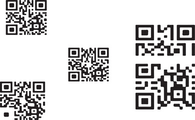 Fototapeta premium black and white QR codes for digital scanning and contactless information retrieval isolated on white background.