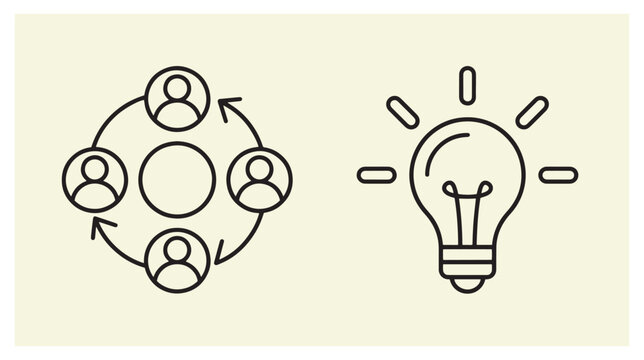 Circular process workflow icon with people symbols and a glowing lightbulb idea concept process cycle teamwork cycle business process strategy icon outline vector