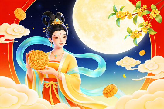 Chang'e Holding Mooncake
