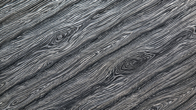 Chaotic Damascus Steel Macro Surface with Turbulent Layered Waves and Organic Metal Flow