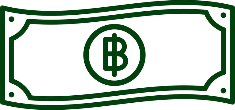 Wavy Thai Baht Banknote Line Illustration