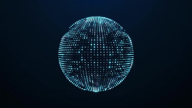 Digital Blue Globe Network Sphere on Dark Background