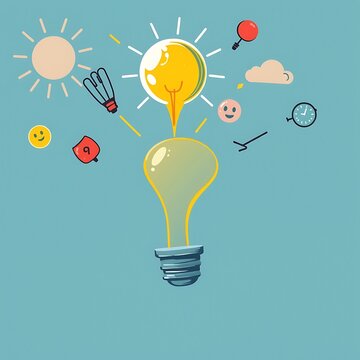 Creative Ideas and Innovation Concept with Light Bulb.
