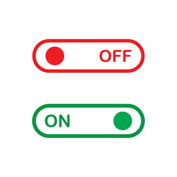 On and Off Toggle Switch Buttons. Power on and off button symbol in Clean Minimal design. Modern flat vector illustrations designed for UI, technology and digital interfaces.