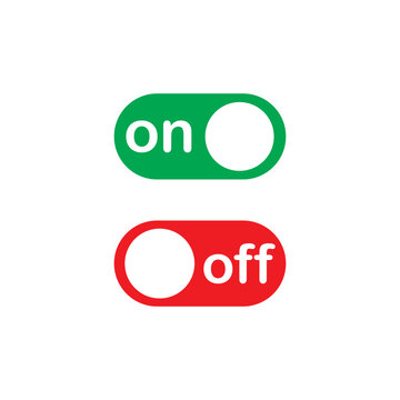 On and Off Toggle Switch Buttons. Power on and off button symbol in Clean Minimal design. Modern flat vector illustrations designed for UI, technology and digital interfaces.