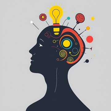 Creative Mind with Lightbulb and Ideas.