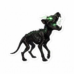 Fototapeta premium Sinister Skeletal Thylacine Tasmanian Tiger Vector Sticker Logo