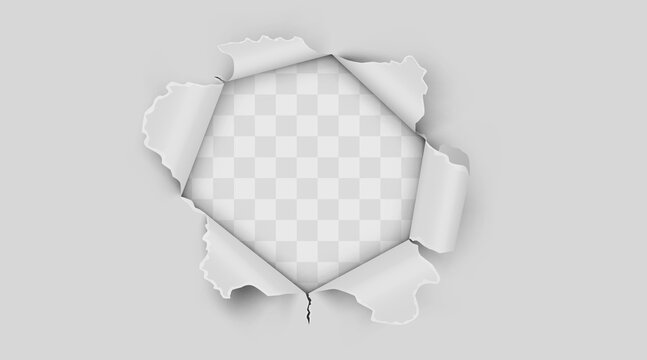 Torn paper hole with transparent center.