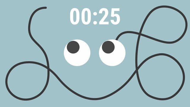 Timer with Watching Cartoon Eyes 30 to 0 and Fuse Countdown 30 Seconds