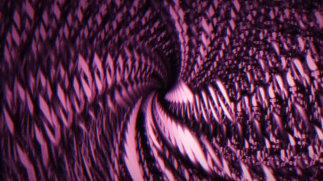 Pink rose silky interference waves with concentric ripples and fractal tunnel depth create a dark cinematic grain mood for seamless loop motion background, titles, VJ set, and screensaver.