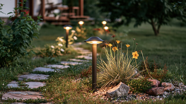 Garden pathway bollard lamp outdoor lighting flower garden