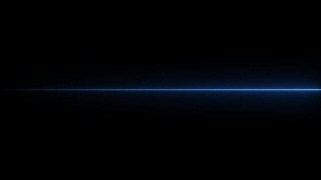 glowing blue neon Straight neon lazer animation of horizontal line on alpha background, straight neon lazer line, seamless loop.
