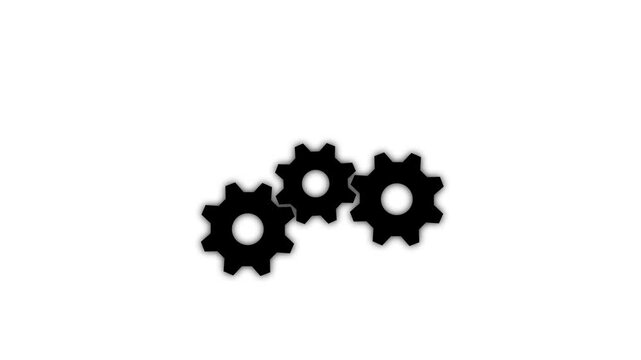 Cogwheel gear spinning around animation. cog wheel icon turning animated background. Motion graphics of teamwork concept