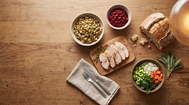 Thanksgiving leftovers arranged for a cozy lunch