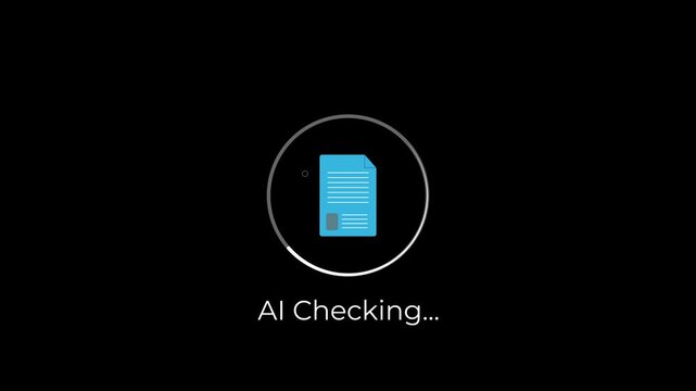 artificial intelligence document analysis interface with scanning lines and circular wave animation.