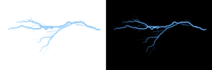 Obraz premium Electric blue lightning bolt isolated on a transparent background cutout
