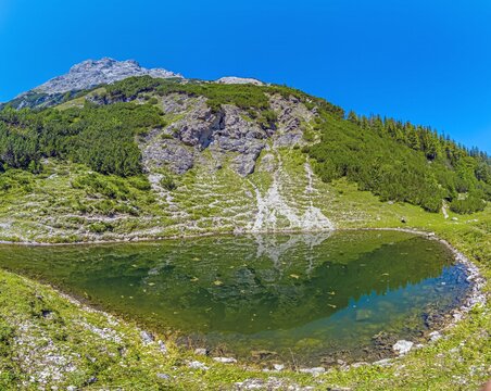 Small alpine pond near Seebensee in Tyrol Austria