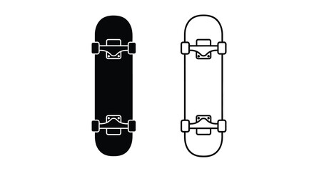 Skateboard Silhouette And Outline On A White Background © Munna