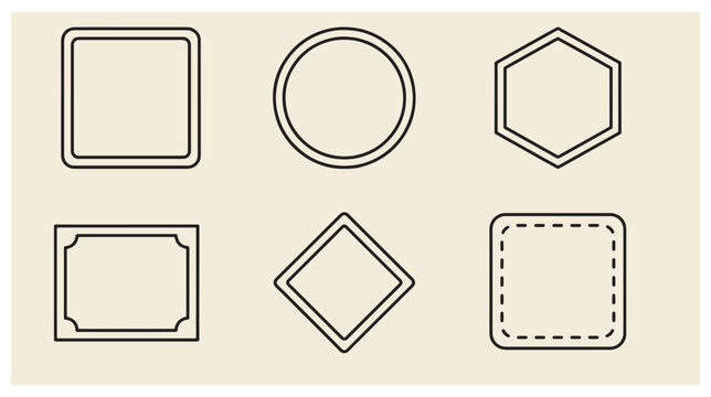 Double bordered geometric shape collection featuring rounded squares circles hexagons and diamond outlines double border rounded square circle outline hexagon border line art
