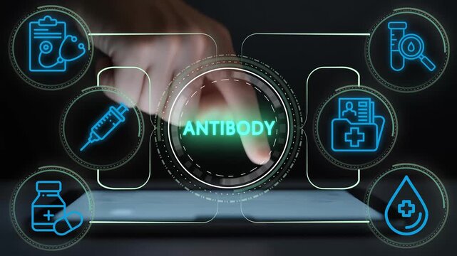 Animated Antibody Production and Immune Response, Antibody Healthcare and Medical Research Diagram, Understanding Antibodies: Immunity and Disease Defense.