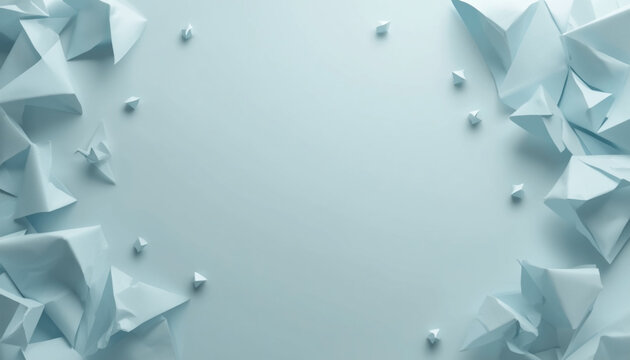 Abstract Origami Crane Paper Fold Soft Blue Banner Background Delicate