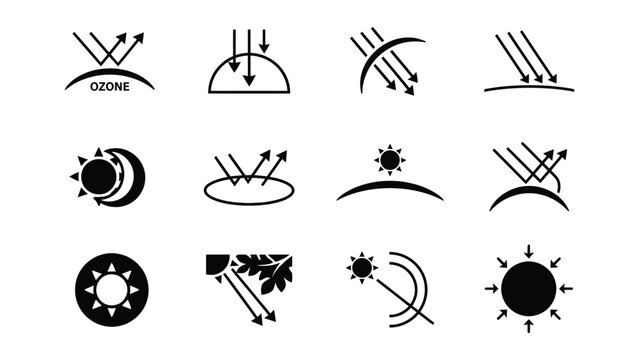 Collection of icons illustrating various environmental and atmospheric science concepts