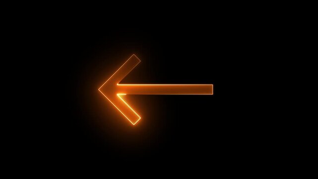 glowing neon arrow icon 4k video animation black background.