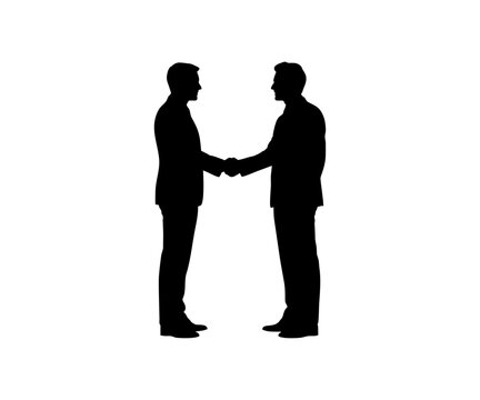 Business handshake silhouette icon. Business people shaking hands and professional silhouette vector design and illustration.

