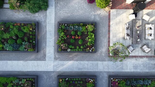 Top Down Drone View of Garden in Front of Wedding Venue in Lexington, Kentucky USA