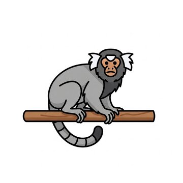 Cute marmoset monkey sitting on a branch vector illustration