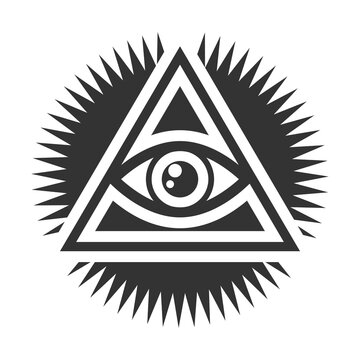 All seeing eye pyramid symbol icon isolated on transparent background