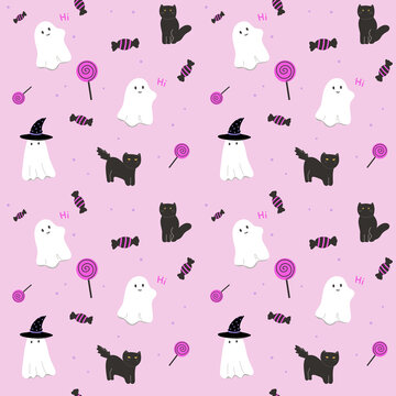 Halloween seamless pattern for background, wallpaper, textile print
