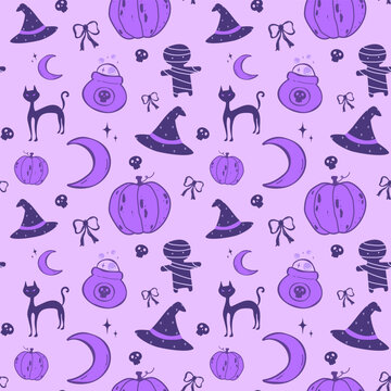 Halloween seamless pattern for background, wallpaper, textile print