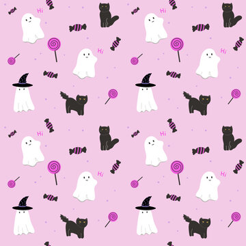 Halloween seamless pattern for background, wallpaper, textile print