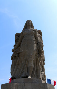 Close-up of world war I memorial named Monuments aux Morts at Charles de Gaulle town square on a summer day. Photo taken July 14th, 2026, Le Havre, Normandie, France.