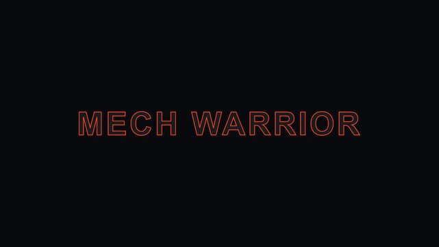Mech warrior neon text title sequence for sci-fi gaming and cyberpunk motion animation 4k typography